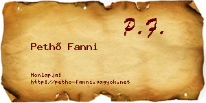 Pethő Fanni névjegykártya